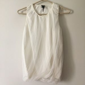 LILITH  White Mesh Overlay Cotton Tank M